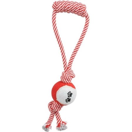 PET LIFE Pet Life DT2RD Pull Away Rope And Tennis Ball - Red; One Size DT2RD